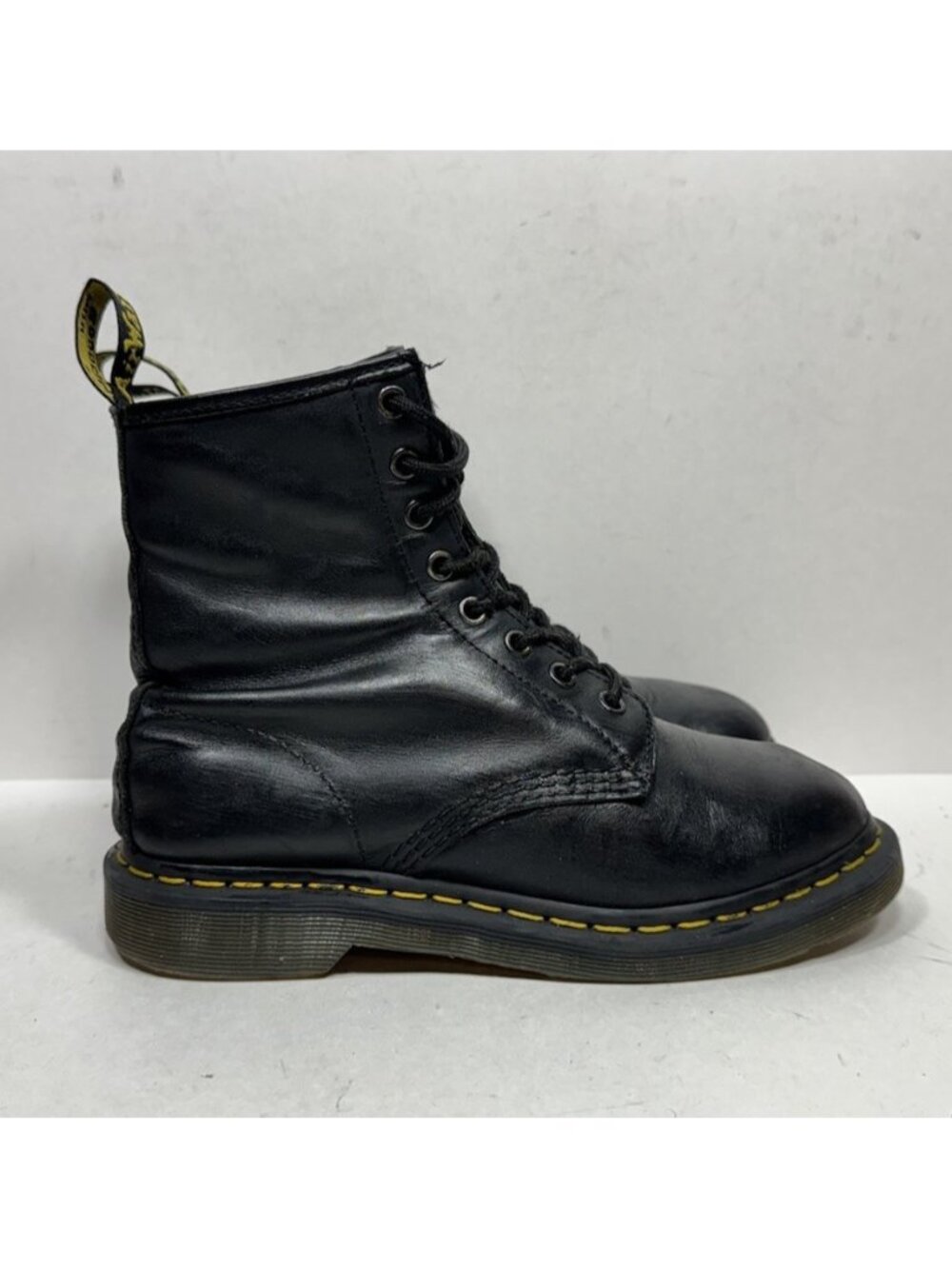 Doc Dr. Martens 1460 Women’s Size 7 Black Leather Combat Moto Boots Shoes 11821